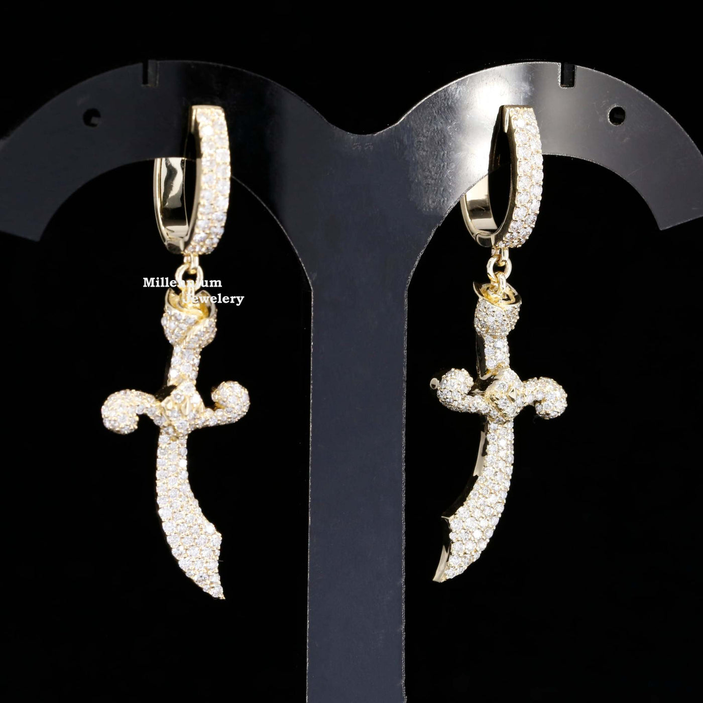 Knife Shape Fully Iced Out Moissanite Hip Hop Style Earring Second