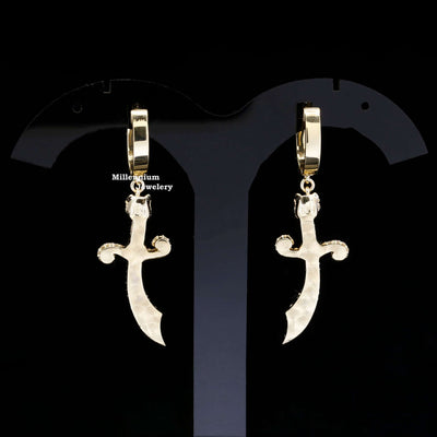 Knife Shape Fully Iced Out Moissanite Hip Hop Style Earring Fifth