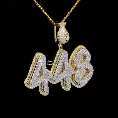 Custom 448 Number Moissanite Diamond Totally Hip Hop Pendant Third