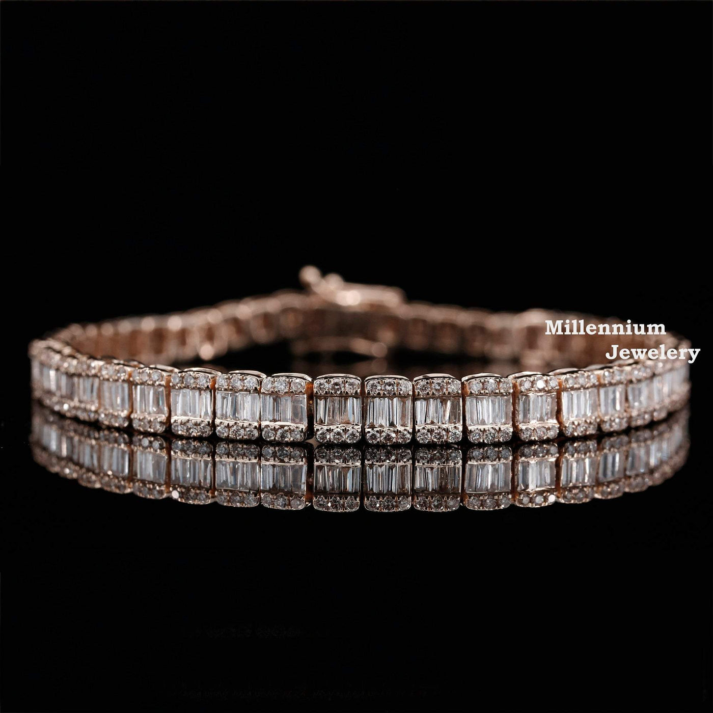 Round And Baguette Moissanite Diamond Hip Hop Bracelet Sixth