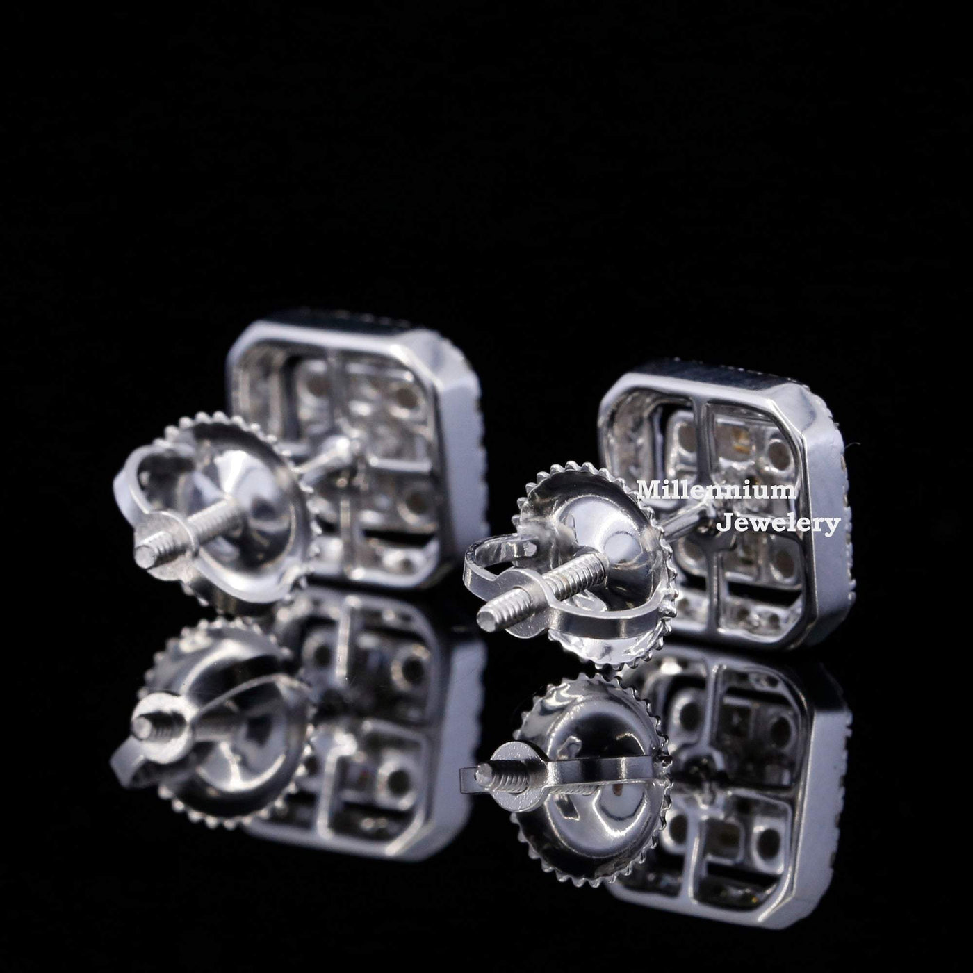 Moissanite Diamond Round and Baguette Shape Flower Style Men Earring Sixth