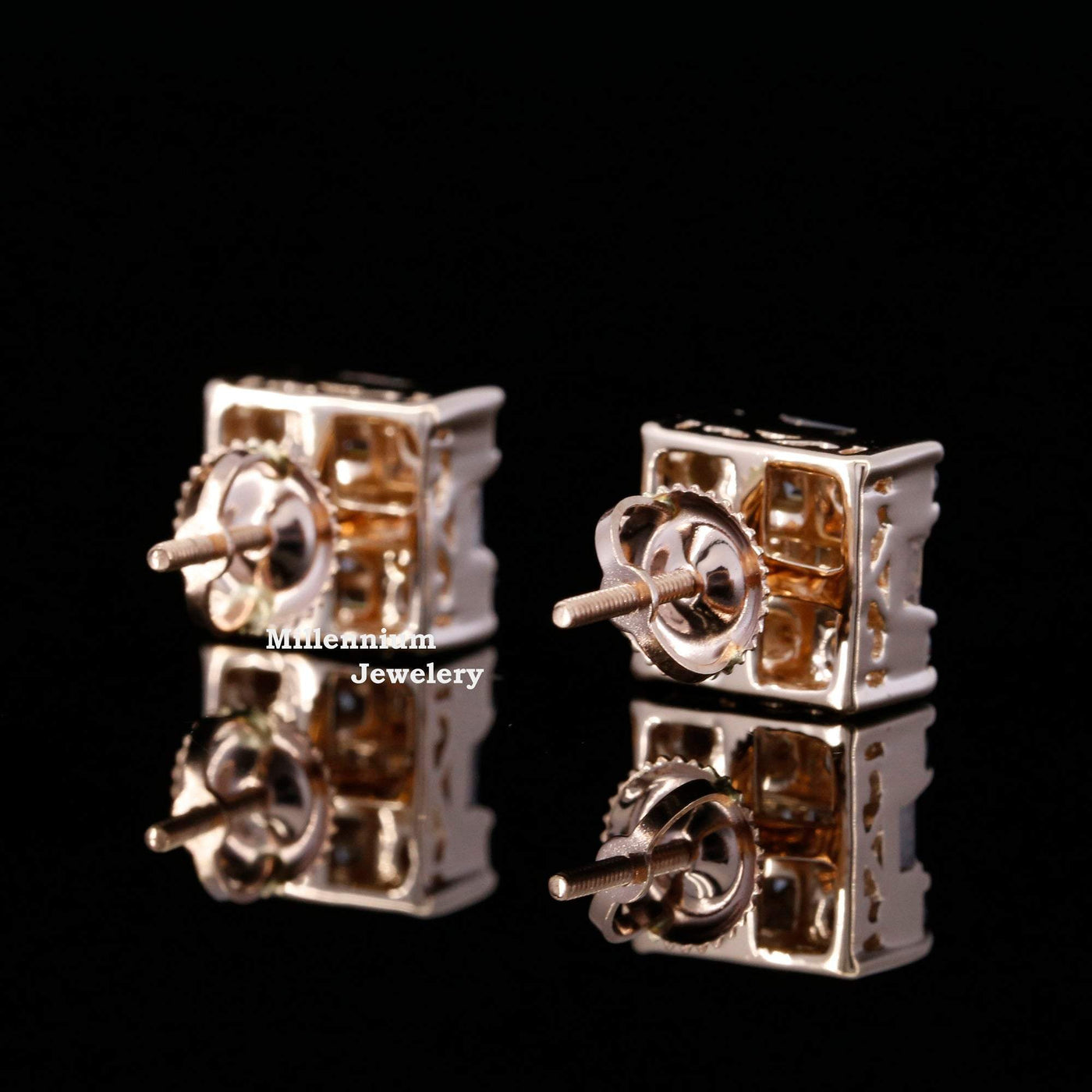 Elegant Round and Baguette Square Screw Moissanite Diamond Men Earring Third