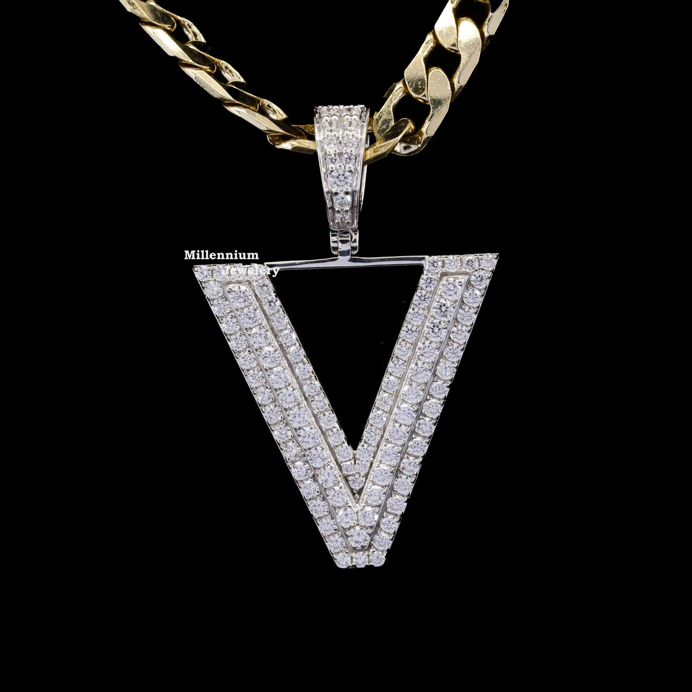 Vans V Initial Moissanite Diamond Iced Out Hip Hop Style Pendant Sixth