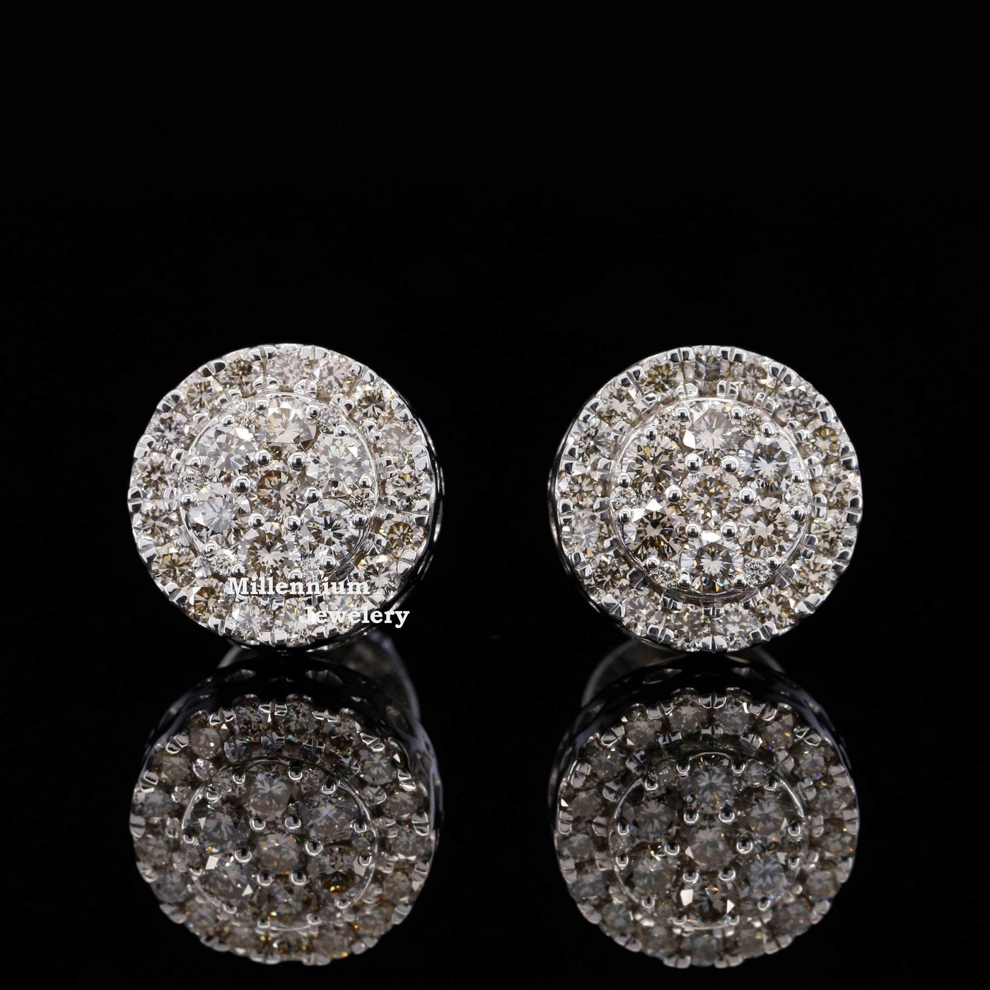 1 CT Fancy Hip Hop Style Round Moissanite Diamond Unisex Stud Earring Seven