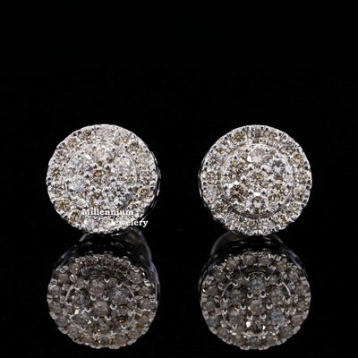 1 CT Fancy Hip Hop Style Round Moissanite Diamond Unisex Stud Earring Seven