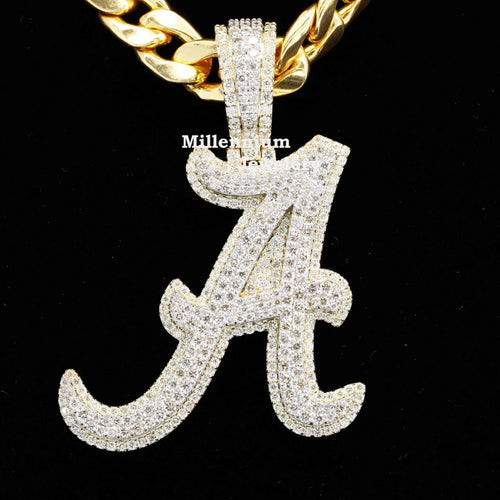 Custom A Initial Fancy Moissanite Diamond Iced Out Hip Hop Pendant