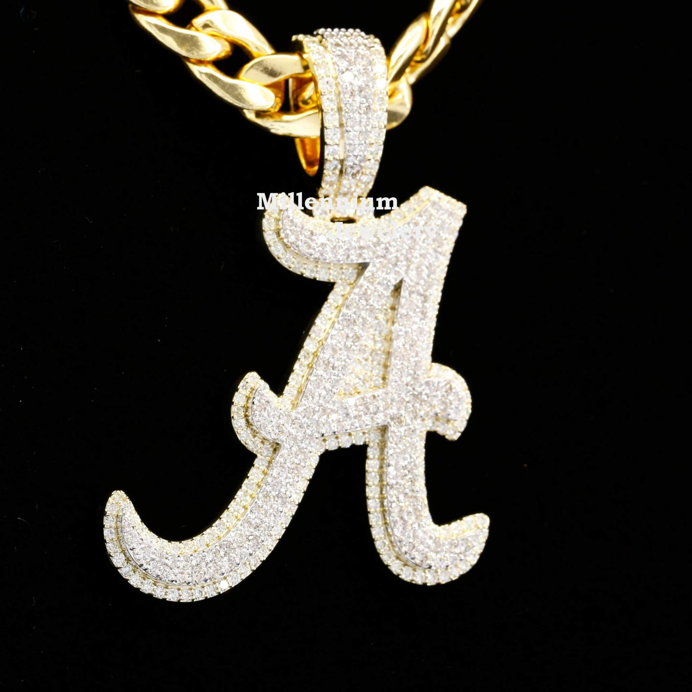 Custom A Initial Fancy Moissanite Diamond Iced Out Hip Hop Pendant Second