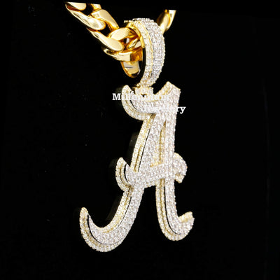 Custom A Initial Fancy Moissanite Diamond Iced Out Hip Hop Pendant Third