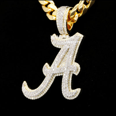 Custom A Initial Fancy Moissanite Diamond Iced Out Hip Hop Pendant Forth