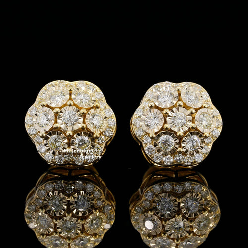 Round Moissanite Diamond Hip Hop Style Stud Earring