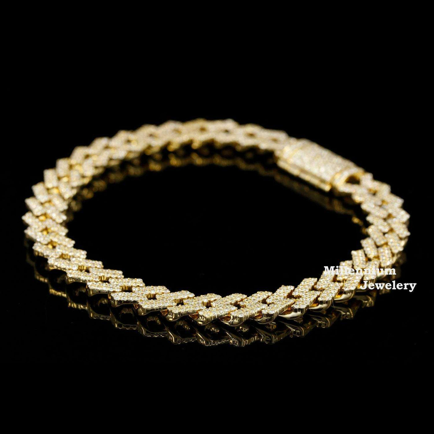 Awesome Moissanite Diamond Cuban Link Two Tone Bracelets Seven