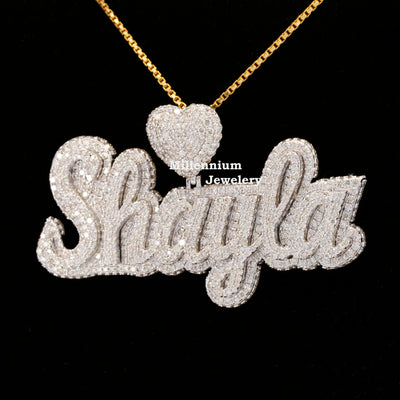 Custom Shayla Name Moissanite Round Diamond Totally Hip Hop Pendant Forth