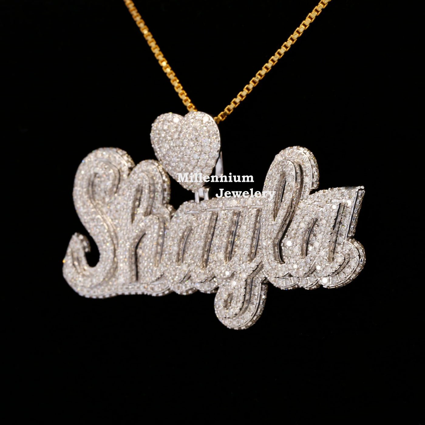 Custom Shayla Name Moissanite Round Diamond Totally Hip Hop Pendant Second