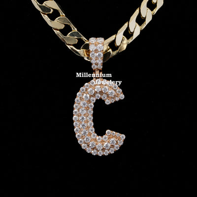 Custom C Initial Moissanite Diamond In Round Shape Hip Hop Pendant Sixth