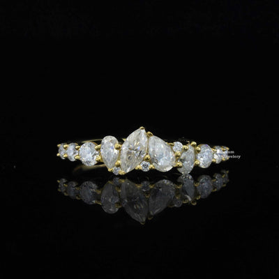1.2ct Pear And Round Moissanite Band For Women