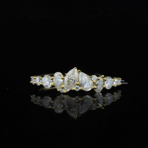 1.2ct Pear And Round Moissanite Band For Women