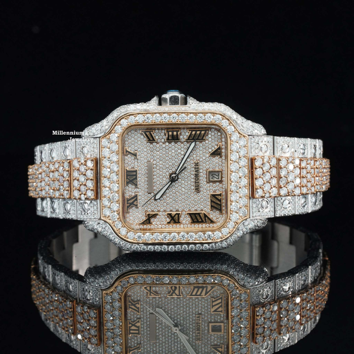 Awesome Moissanite Diamond Iced Out Swiss Movement Watch With Diamond Dial