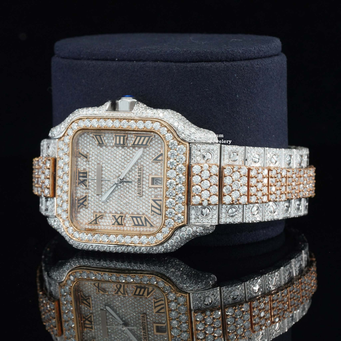 Awesome Moissanite Diamond Iced Out Swiss Movement Watch With Diamond Strap