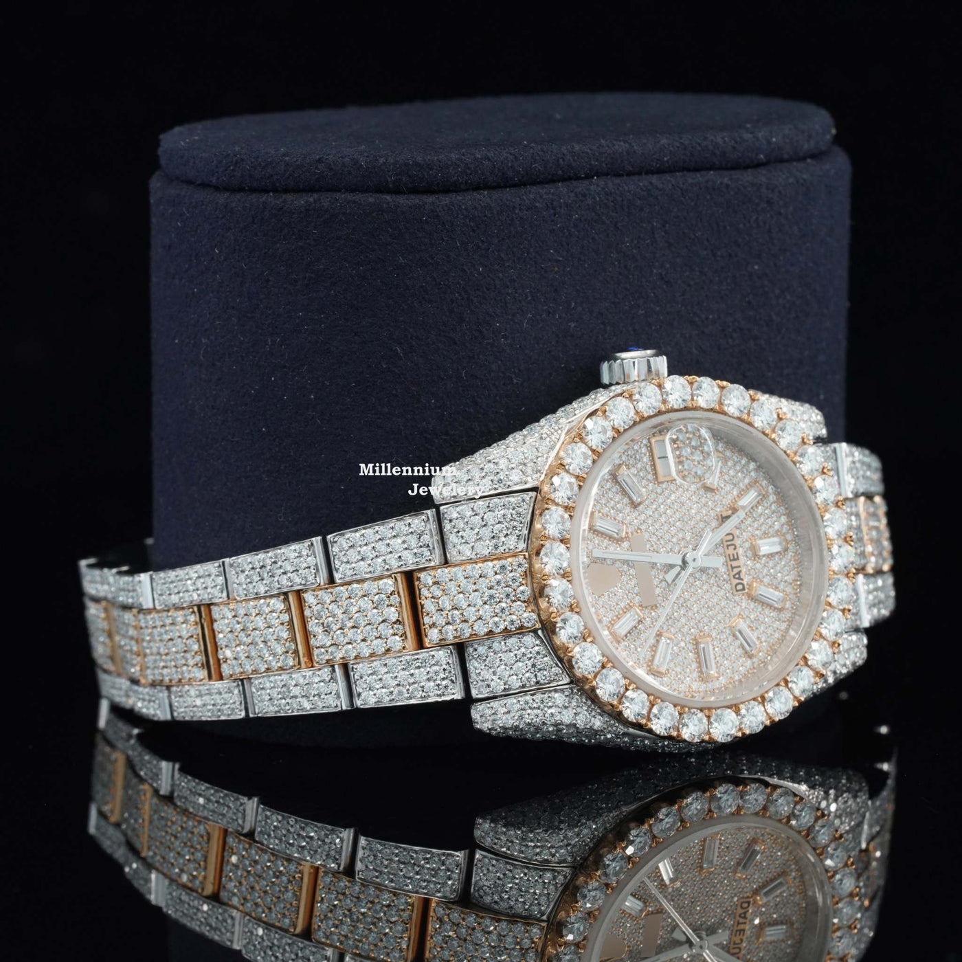 Moissanite Diamond Two Color Tone Iced Out Automatic Watch With Diamond Body