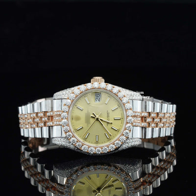 Moissanite Diamond Iced Out Fully Automatic Business Watch With Rose Gold Color