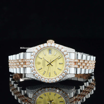 Royal Moissanite Diamond Iced Out Automatic Movement With Gold Color