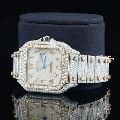 Arabian Number Iced Out Automatic Moissanite Diamond Watch With Diamond Body