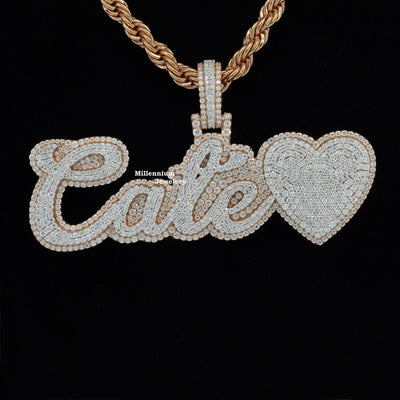 Custom Cate Name Moissanite Round Cut Diamond Totally Hip Hop Pendant Fifth