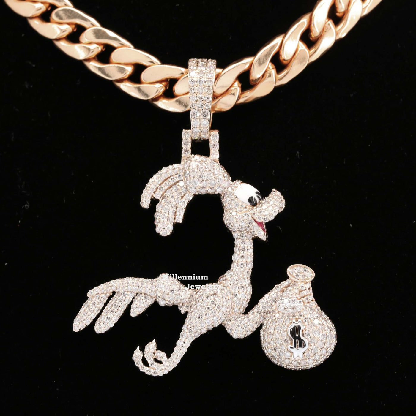 Custom Classic Iced Out Moissanite Diamond Duck Hip Hop Pendant With Rose Full Body