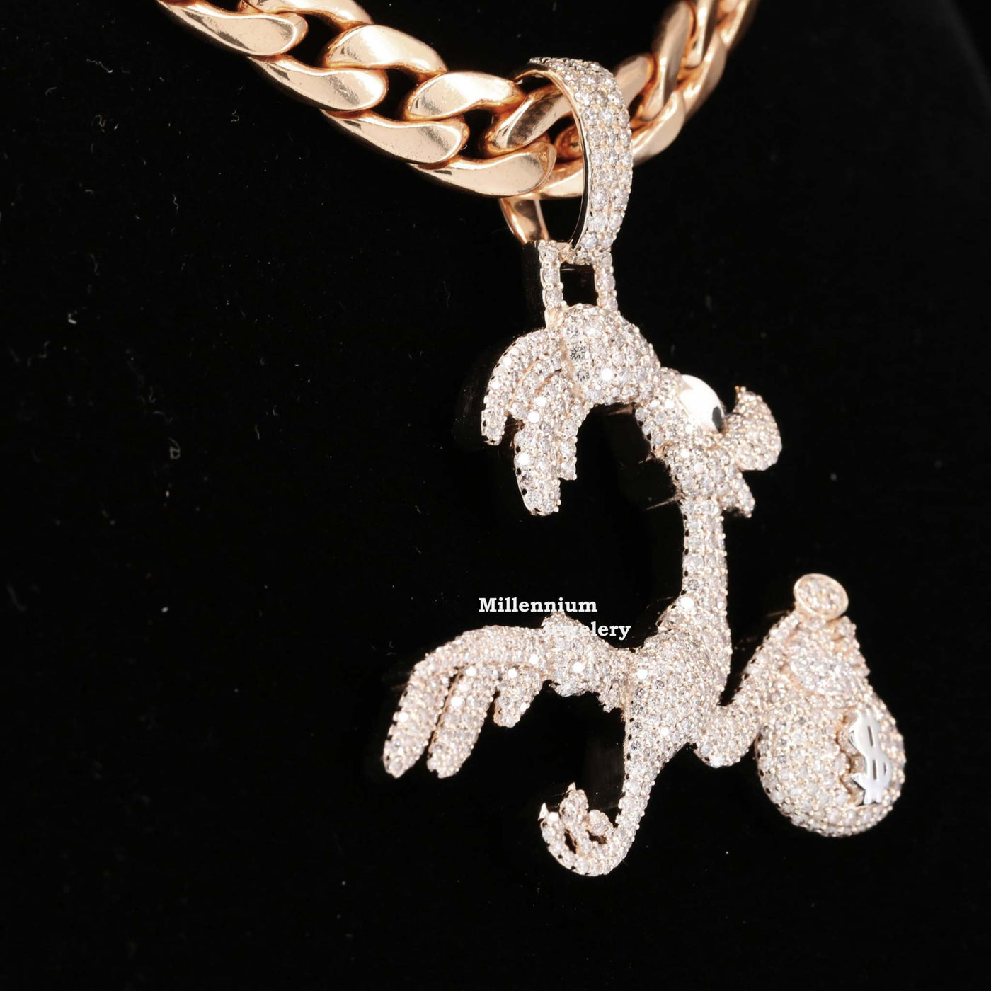 Custom Classic Iced Out Moissanite Diamond Duck Hip Hop Pendant With Rose Gold Diamond