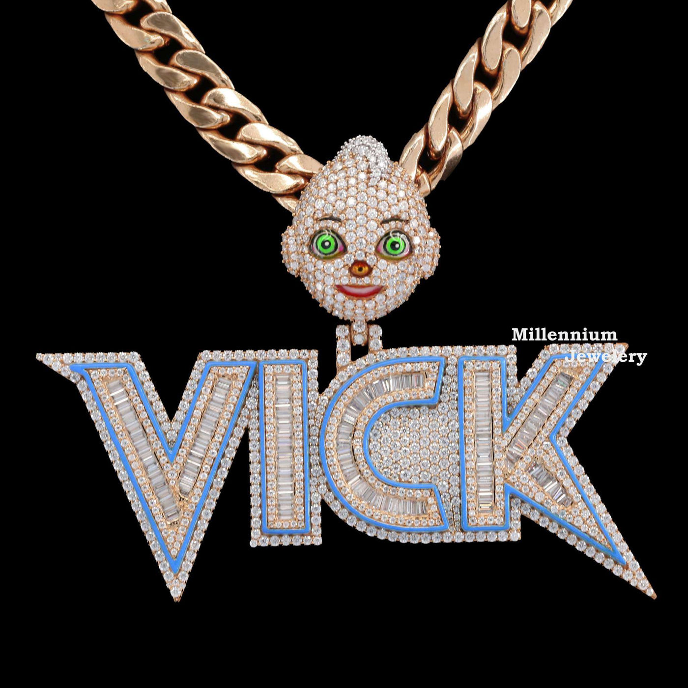 Custom Amazing Iced Out Moissanite Diamond Hip Hop Vick Name Pendant Eight