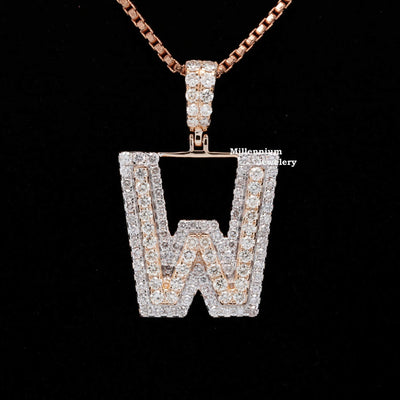 Custom W Initial Moissanite Diamond Iced Out Hip Hop Pendant Forth