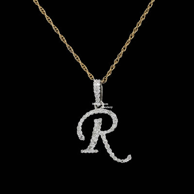 Custom R Initial Moissanite Diamond Iced Out Hip Hop Pendant Fifth