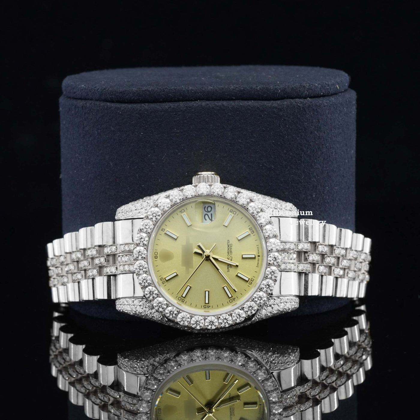 Moissanite Diamond Iced Out Fully Automatic Business Watch With White Gold Color