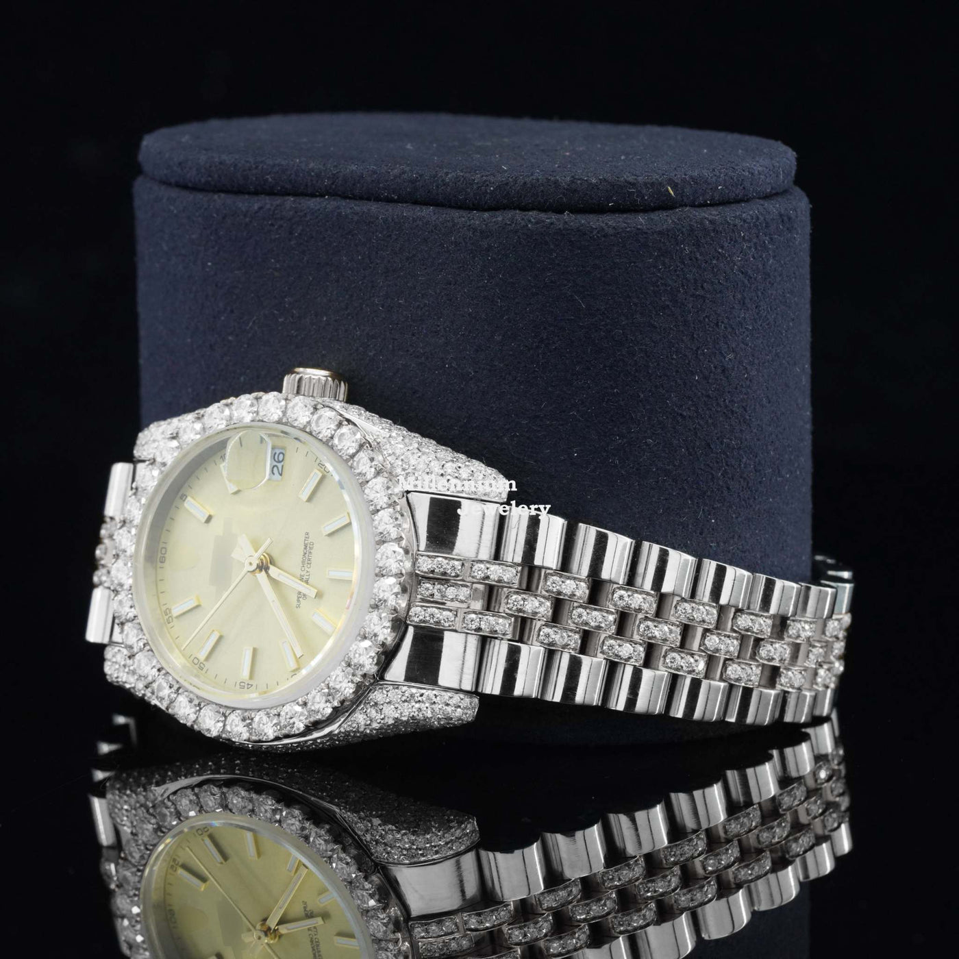 Moissanite Diamond Iced Out Fully Automatic Business Watch With Diamond Strap