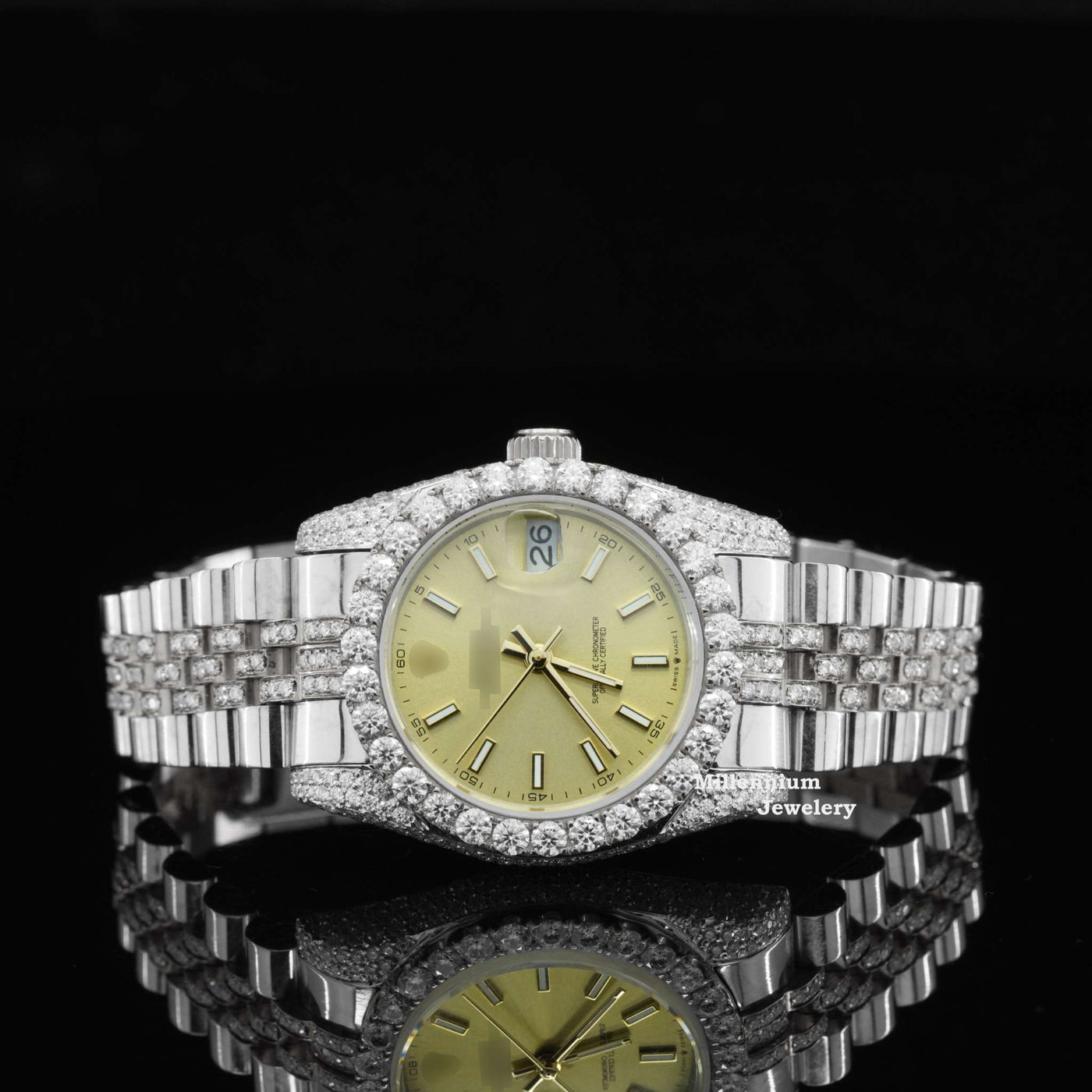 Moissanite Diamond Iced Out Fully Automatic Business Watch With Diamond Dial