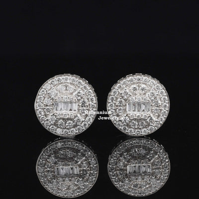 Amazing Round Moissanite Diamond Fancy Look Hip Hop Style Stud Earring Eight