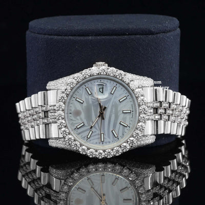 Exquisite Iced Out And Automatic Moissanite Diamond Watch With Diamond Dial