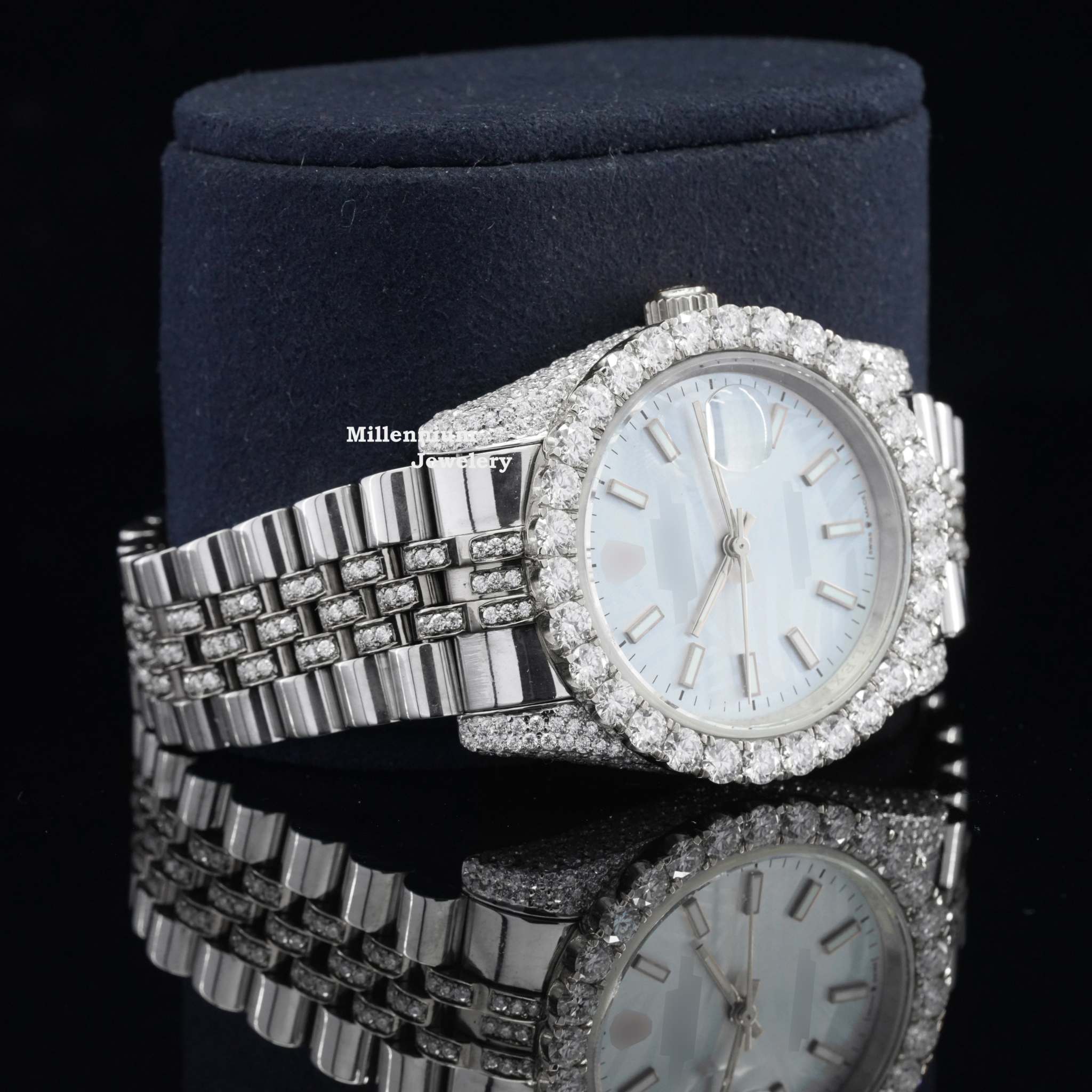 Exquisite Iced Out Moissanite Watch And Japan Automatic Movement Watch With Diamond