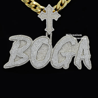 Custom Boga Name Moissanite Diamond Stylish Cross Hip Hop Pendant Sixth