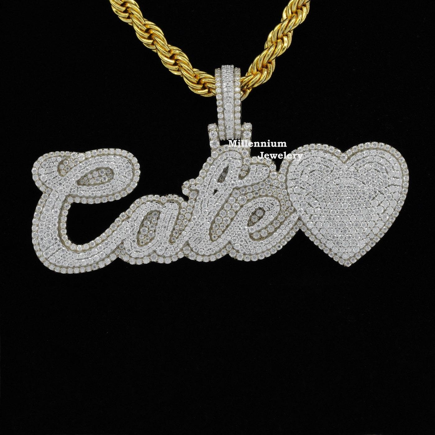 Custom Cate Name Moissanite Round Cut Diamond Totally Hip Hop Pendant Sixth