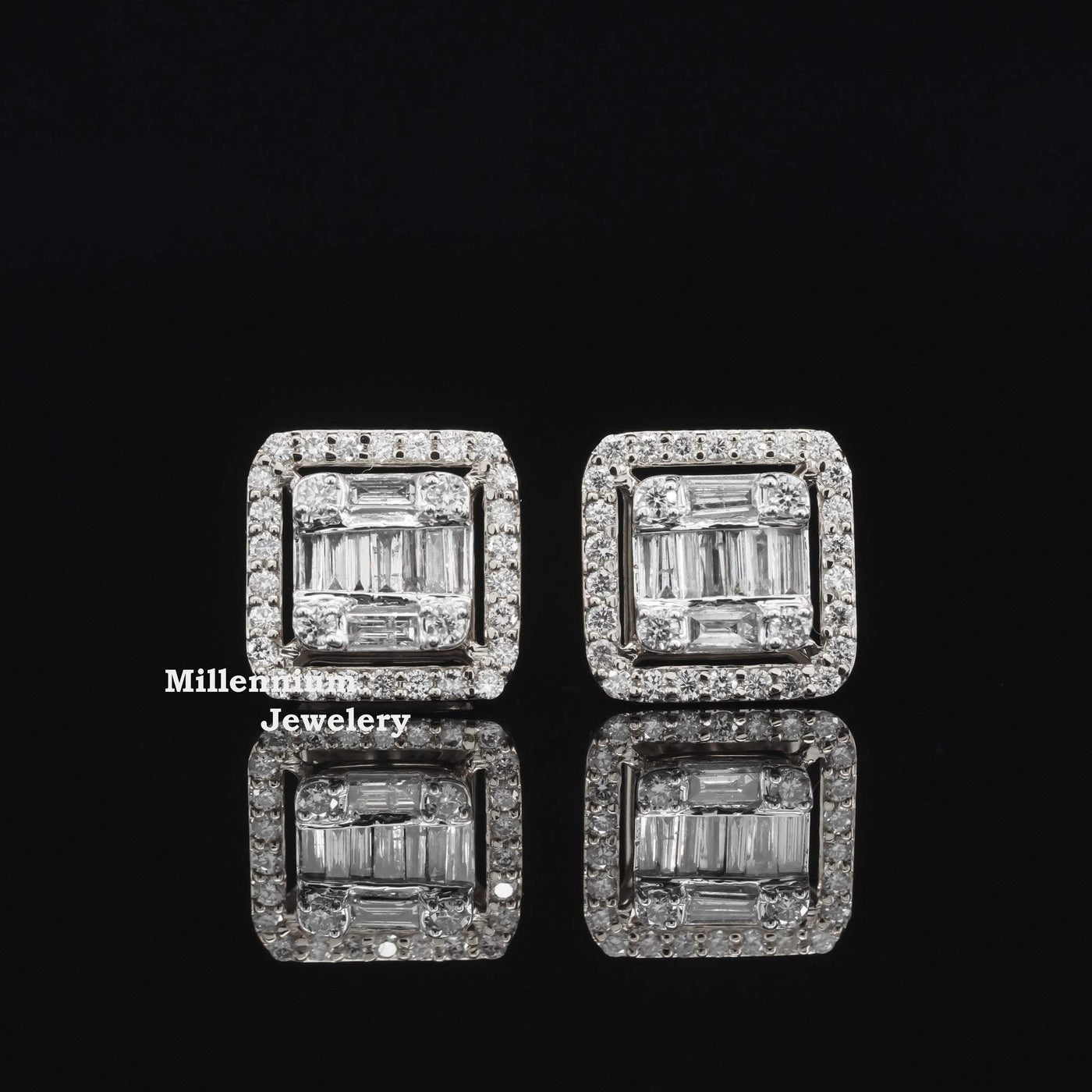 Beautiful Look Round and Baguette Screw Moissanite Diamond Men Earring Five