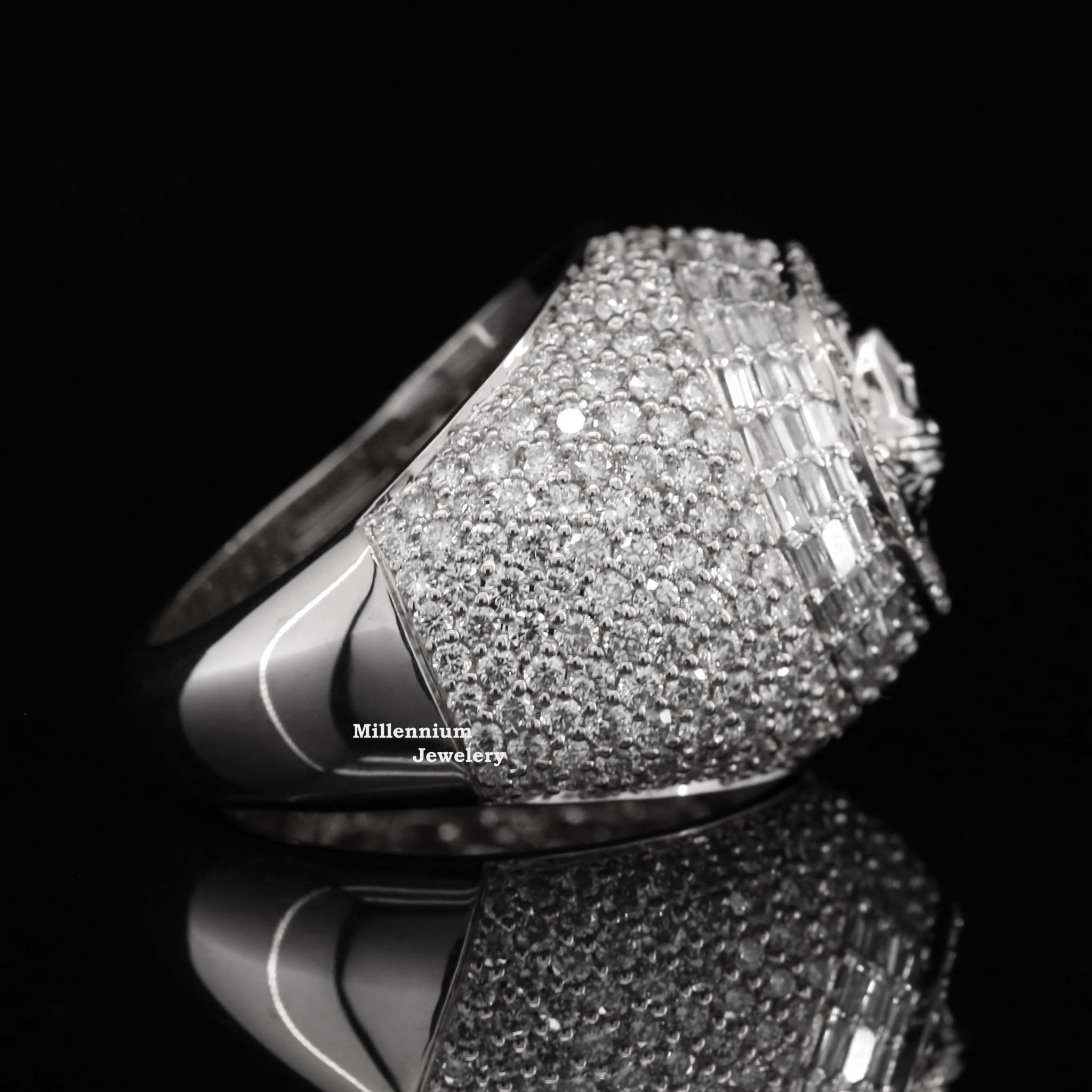 Varsace Logo Design Fully Iced Out Hip Hop Style Ring Front