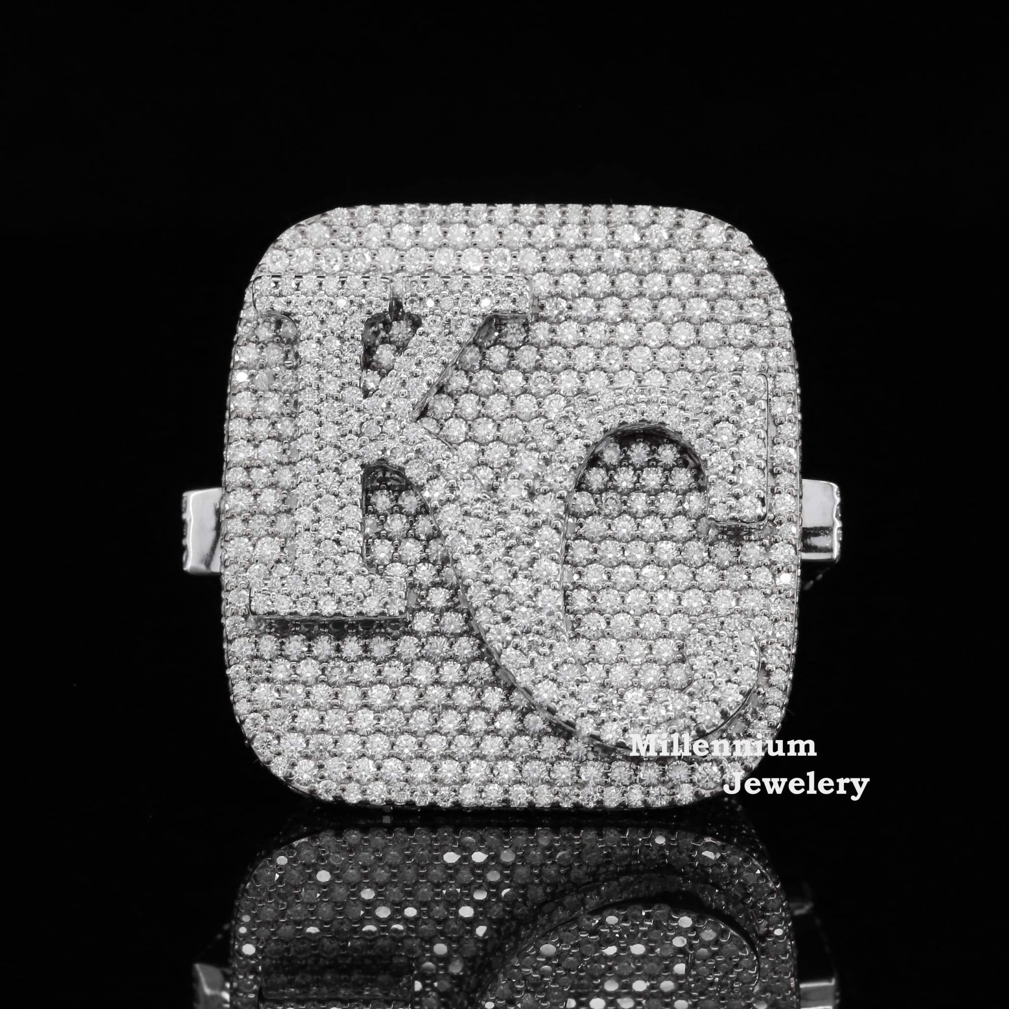 KC Letter Customizable Moissanite Diamond Hip Hop Ring For Men ...
