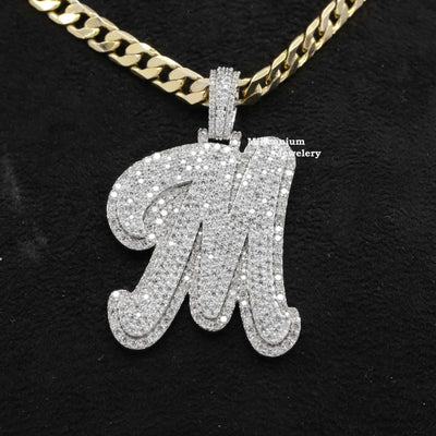 Monkey M Initial Moissanite Diamond Iced Out Hip Hop Style Pendant Fifth