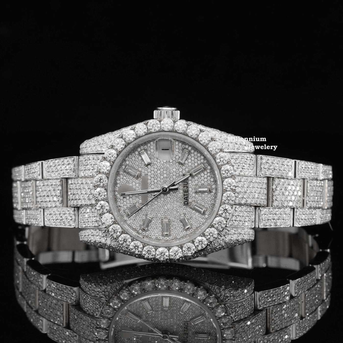 Moissanite Diamond Two Color Tone Iced Out Automatic Watch With White Gold Color