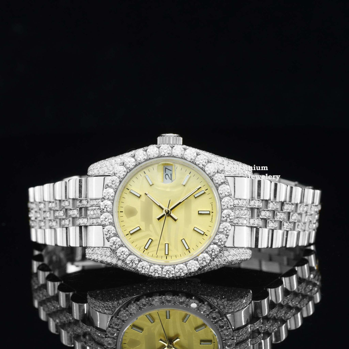 Royal Moissanite Diamond Iced Out Automatic Movement With White Gold Color