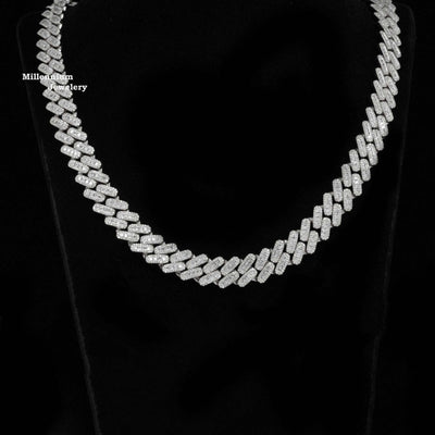 Iced Out Moissanite Diamond Hip Hop Style Unisex Cuban Chain With White Gold 