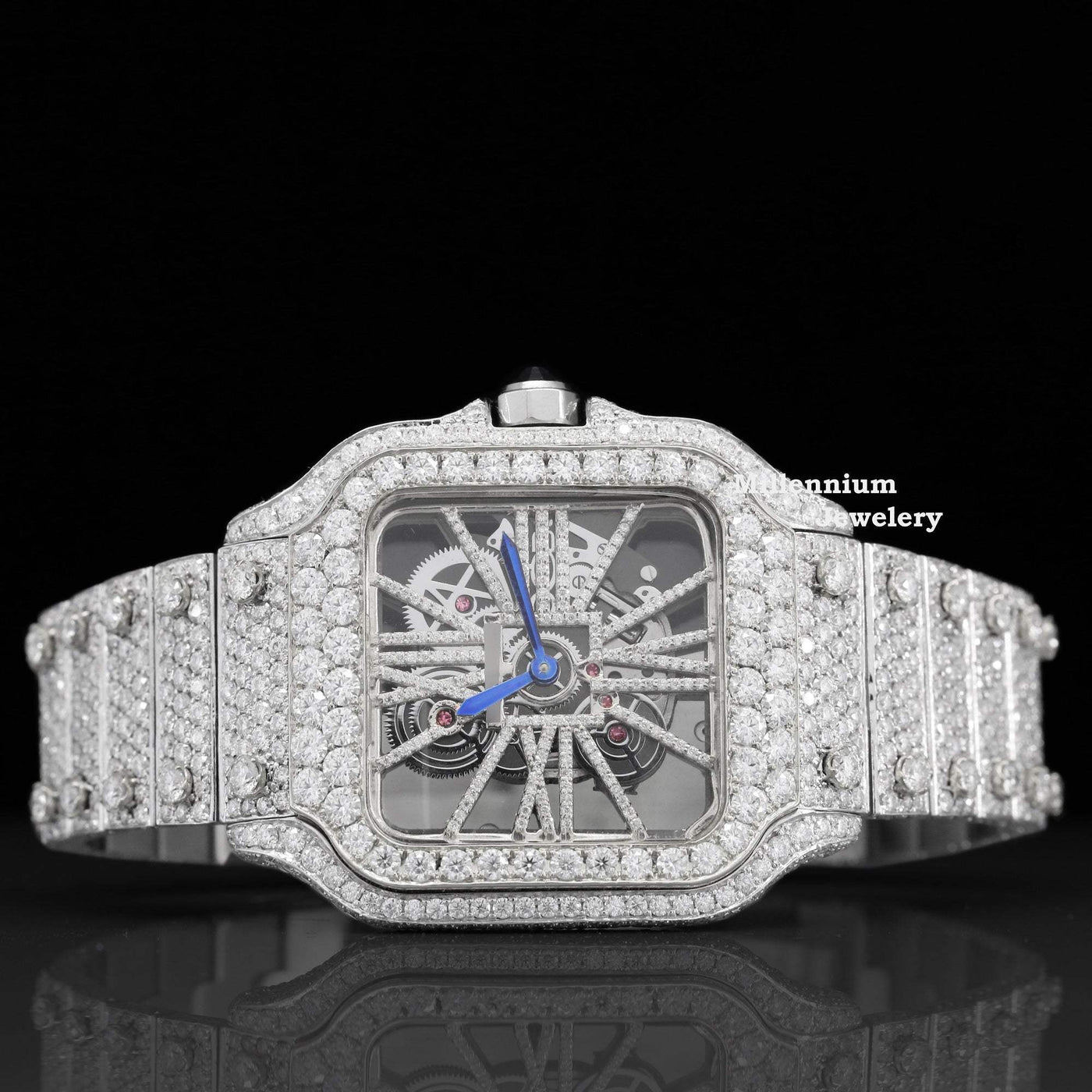 Rose Gold Color Iced Out Hip Hop Moissanite Diamond Watch With White Gold Color