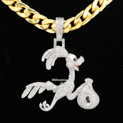 Custom Classic Iced Out Moissanite Diamond Duck Hip Hop Pendant With White Gold Color