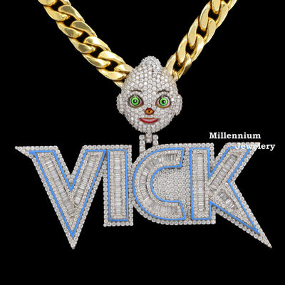 Custom Amazing Iced Out Moissanite Diamond Hip Hop Vick Name Pendant Sixth